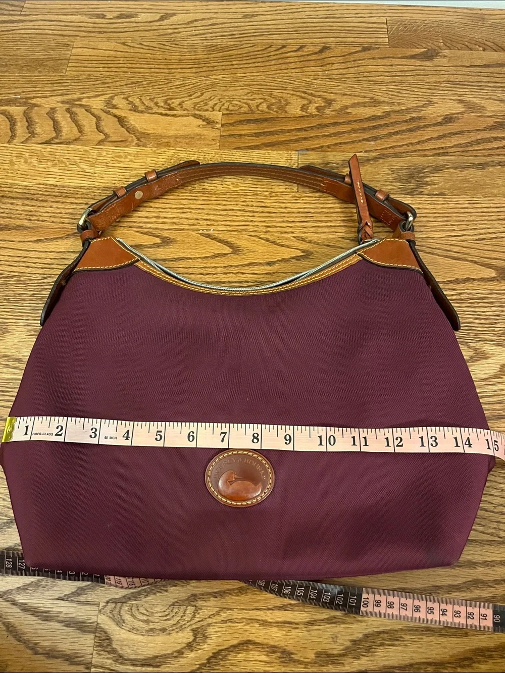 Dooney & Bourke Nylon Erica Hobo Handbag Burgundy Purse COA